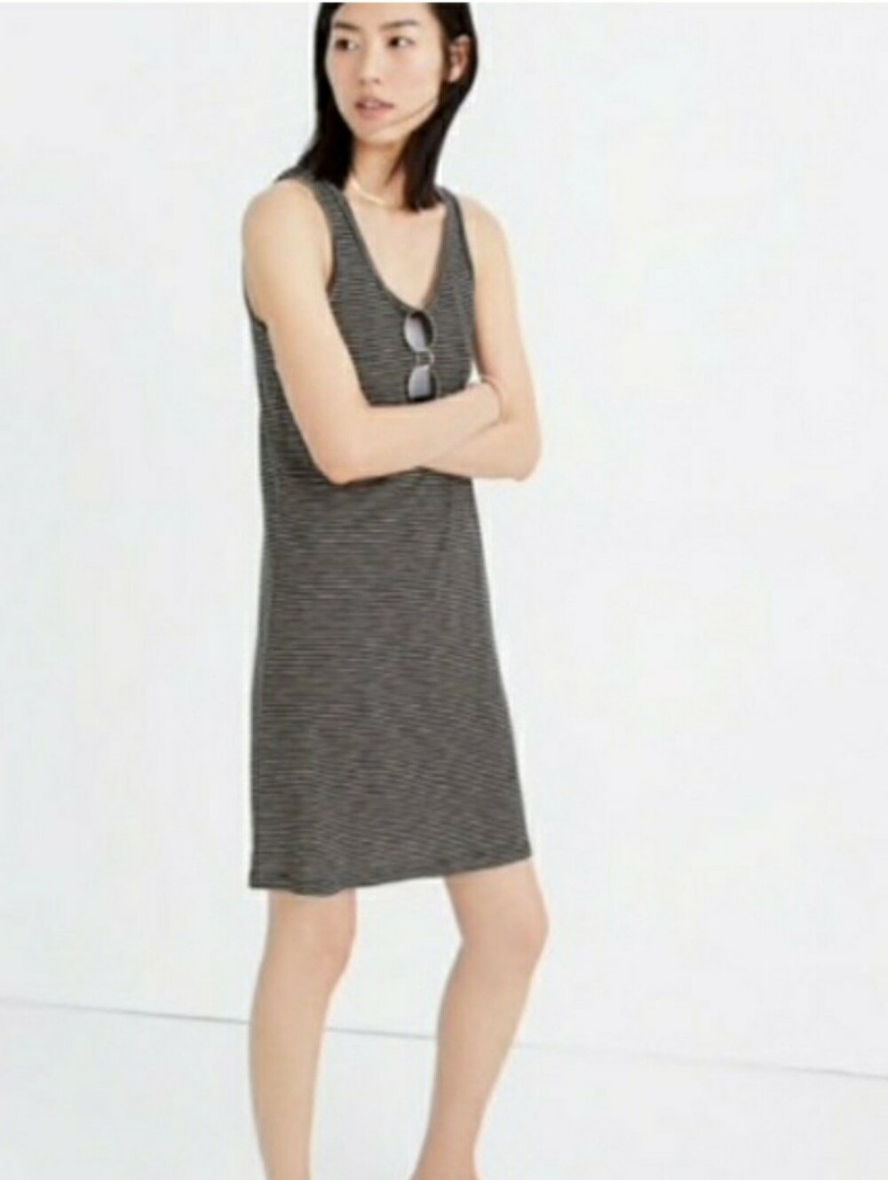 Madewell Black, White and Gold Striped Dress